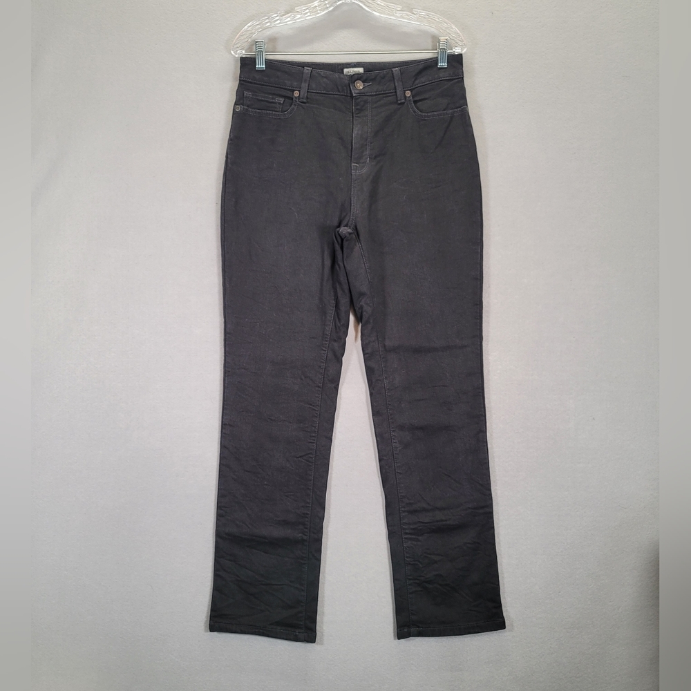 LL Bean Jeans Womens 10 REG Black Classic Fit LINED Cotton Stretch High Rise